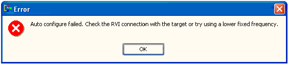Auto configure failed. Check the..fixed frequency.