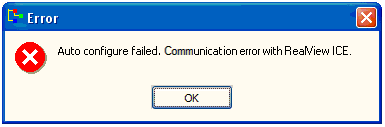 Auto configure failed.communication error ... Realview ICE.